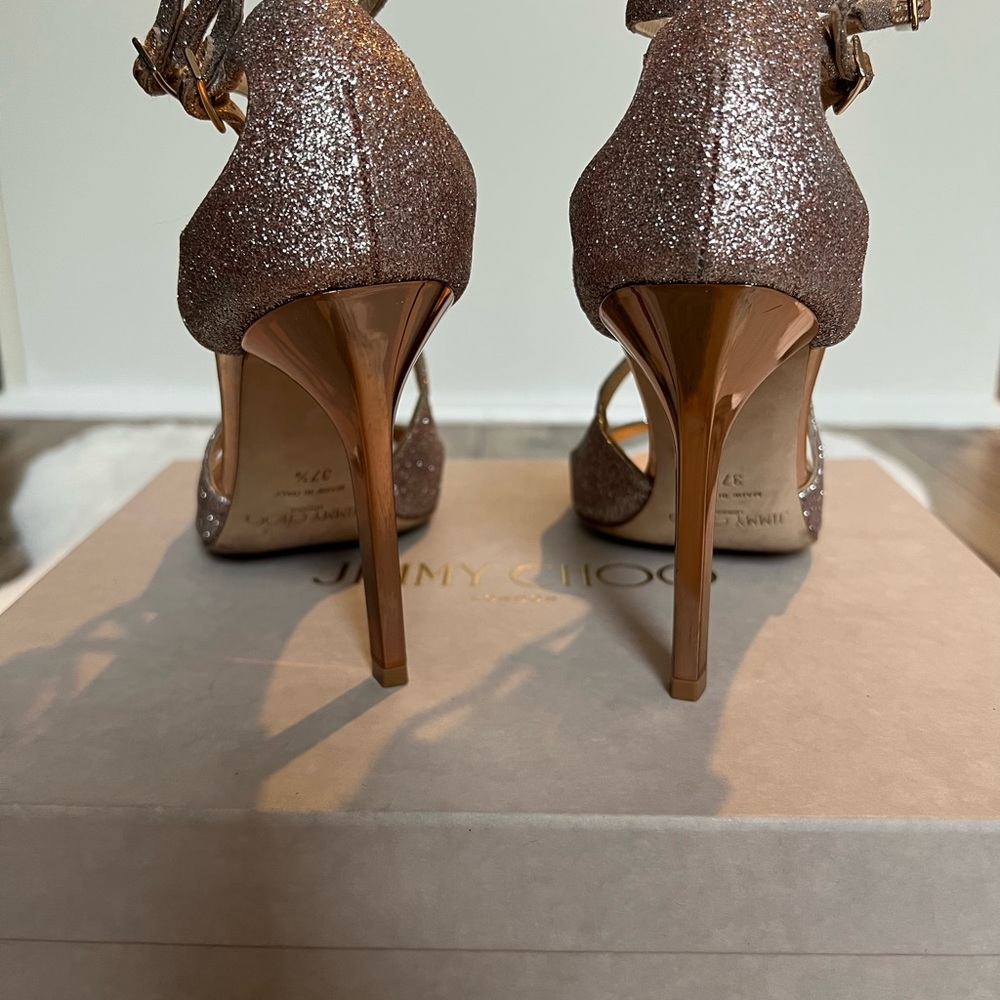 Jimmy Choo Lang tea rose fine glitter sandal 🌟 - Picture 5 of 10
